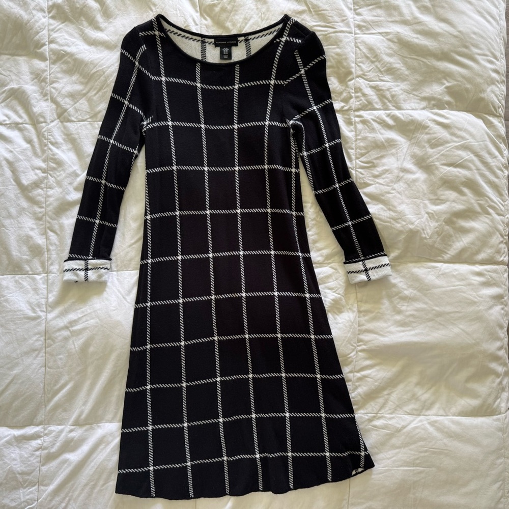 Adrienne Vittadini Grid Pattern Shift Dress – Black/White – Size XS - Picture 8 of 11
